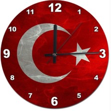 30 cm Türk Bayrağı Şekilli Mermer Duvar Saati, Şık ve Estetik Dekorasyon Ürünü