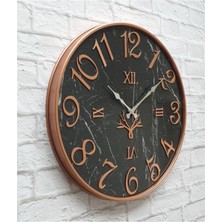 Bakır Renk Metal Kasalı Mermer Desenli Duvar Saati 40 cm