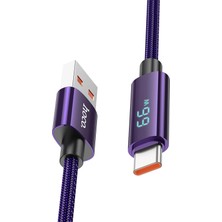 Hoco. U125 1.2m Benefit USB To Type-C Şarj Data Kablosu - Mor