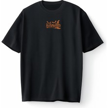 Bumeta Halloween Yarasa Balkabağı Cadı Şapkası ve Süpürge Turuncu Oversize Unisex Tişört T-Shirt