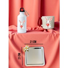 Kalp ve Tavşan Temalı Matara Suluk, Kupa Bardak ve Kahve Sunum Tepsisi Konsept Hediyelik