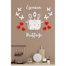 Şık Beyaz Dekoratif Mutfak Saati ve Dekorasyon Parçası