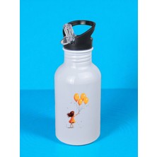 Balonlu Kız Baskılı Matara Suluk 600 ml - Kız Çocuk Suluk, Kız Sulukları