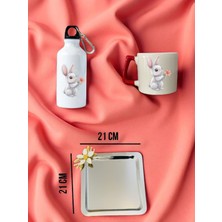 Çiçek ve Tavşan Temalı Matara Suluk, Kupa Bardak ve Kahve Sunum Tepsisi Konsept Hediyelik