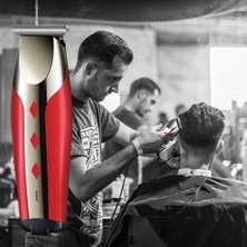 Kırmızı T-Bıçak Saç Sakal Ense Çizim Tıraş Makinesi 9718, Profesyonel Kullanım Kolaylığı