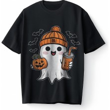 Bumeta Sevimli Hayalet Baskılı Cadılar Bayramı Halloween Oversize Unisex Tişört T-Shirt