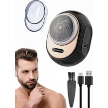 Mini Yuvarlak Seyahat Tıraş Makinesi, Siyah Renkli, Pratik ve Şık Tasarım