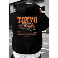 Punıx Büyük Beden Yüksek Kalite Tokyo Araba Yarışı Sırt Baskılı Tam Kışlık Erkek Sweatshırt