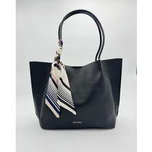 Levidor Siyah Fular Detaylı Omuz Çantası Orijinal Levid'or Premium