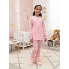 Yağmur Pembe Kapruz Desenli %100 Pamuk Fitilli Kumaş Kız Çocuk Pijama Takımı 1-12 Yaş 1004
