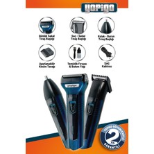 Mavi 3'ü 1 Arada Profesyonel Saç, Sakal, Burun ve Ense Tıraş Seti