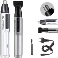 Şarjlı 2'li Kulak, Burun ve Tüy Temizleme Cihazı, Gri Renk