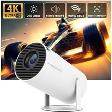 Yüksek Çözünürlüklü 4K Projektör, Full Hd Görüntü Kalitesi, Beyaz Renk