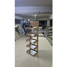 5 Gözlü Geçmeli Mdf Lam Raf Standı 35X110X28 Cm, Demonte, Kolay Kurulum