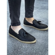 Croco Klasik Erkek Loafer Ayakkabı Siyah