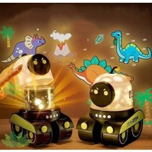 Sevimli Tank Robot Projektör Gece Lambası, 12 Film Projeksiyon ve Bluetooth Hoparlör