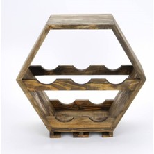 Masif Ahşap Altıgen Şaraplık Kadeh Tutucu Raf, Şık ve Dayanıklı Tasarım