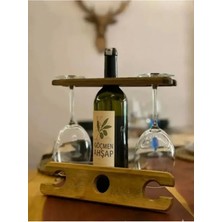 Şık Ahşap Şişelik ve Kadehlik Seti, Şık ve Doğal Tasarım ile Kullanım Keyfi Sağlar