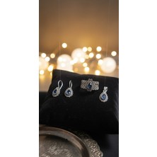 Erdoğan Silver El Yapımı Telkari 925 Ayar Gümüş Damla Takı Seti - Doğal Yakut Zümrüt Safir Taş Seçenekli (Küçük)