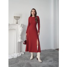 Kadın Liane Ottoman Kumaş Yan Yırtmaçlı Maxi Boy Elbise