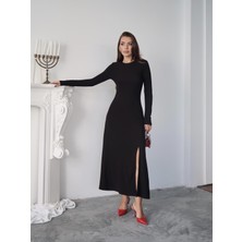 Kadın Liane Ottoman Kumaş Yan Yırtmaçlı Maxi Boy Elbise