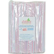 Körüklü Çizgili Pipet Ayran Kola Meşrubat Pipeti 22 cm Karma Renk 150 Adet Paket