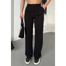 Kadın Aurelia Yüksek Bel Arkası Lastikli Ispanyol Paça Likralı Kumaş Palazzo Pantolon