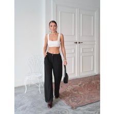 Kadın Loretta Beli Pileli Palazzo Pantolon, Krep Kumaş, 4 Mevsim