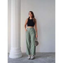 Kadın Taylor Modal Cupra Kumaş Arka Cep Kapak Detaylı Pantolon, Yazlık Iş Pantolonu