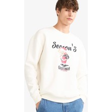 DeFacto Boxy Fit Bisiklet Yaka Baskılı Sweatshirt F4326AX25WN