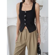 Kadın Arden Düğme Detaylı Astarlı Yelek