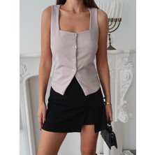 Kadın Arden Düğme Detaylı Astarlı Yelek