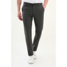 Düz Slim Fit Ipli Beli Lastikli Erkek Pantolon