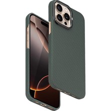 Fuchsia iPhone 15 Pro Max ile Uyumlu Blaze 1000D Kevlar Kablosuz Şarj Özellikli Kılıf - Yeşil
