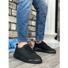 ET0336 Içi Dışı Hakiki Nubuk Deri Siyah Tabanlı Bağcıklı Casual Erkek Ayakkabı