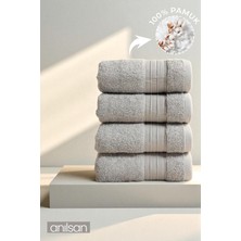 Anılsan 4'lü Gri Dora El Havlusu %100 Pamuk 50x80 cm Süper Emici Özelliklerle Spa ve Otel Kullanımı İçin