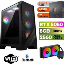 Şafak-Gaming Pc Ddr5-Rtx 5050 8gb -Ryzen 5 7600X – 64 GB Ddr5 Ram –  1 Tb M.2 SSD 5000 4000 – 240MM Sıvı Sogutma -Windows 11 Pro