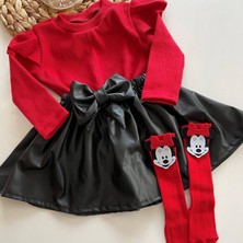 Özge Başaran Deri Etek Badi, Diz Altı Çorap Takımı 7 Yaş Kız Çocuk Takım