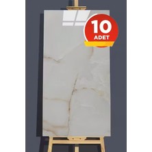 BienHome 10 Adet 30X60 cm Sarı Gold Mermer Desenli Kendinden Yapışkanlı Seramik Köpük Banyo Pvc Duvar PANELI-6017