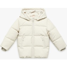 Kapşonlu Uzun Kollu Cepli Fermuarlı Şişme Mont