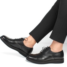 Celal Gültekin Erkek Siyah Bağcıklı Deri Klasik Ayakkabı