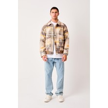 X-2007 Desenli Etek Ribanalı Cep Detaylı Jakar Akrilik Mont