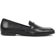 Kadın Siyah Tokalı Deri Loafer