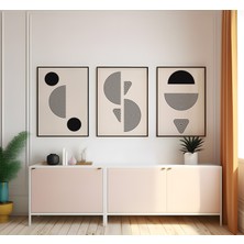 Ahşap Çerçeveli 3'lü Poster Tablo Seti | Modern Stil Minimal Duvar Dekoru