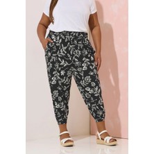 Büyük Beden Paçası ve Beli Lastik Detaylı Cepli Jogger Pantolon 145095