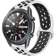 Good Case Amazfit Gtr 2 Classic (46MM) Uyumlu 22MM Delikli Silikon Kordon-02 Beyaz-Siyah