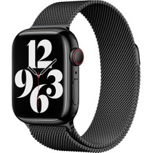 Good Case Apple Watch 9 (45MM) Uyumlu Mıknatıslı Hasır Metal Kordon-01 Siyah