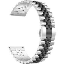 Good Case Amazfit Gts 3 Uyumlu 20MM Zincir Görünümlü Metal Kordon-36 Gümüş-Siyah