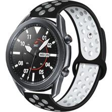 Good Case Amazfit Bip U Pro Uyumlu 20MM Delikli Silikon Kordon-02 Siyah-Beyaz