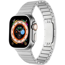 Good Case Apple Watch 8 (41MM) Uyumlu Parçalı Çizgi Tasarımlı Metal Kordon-35 Gri